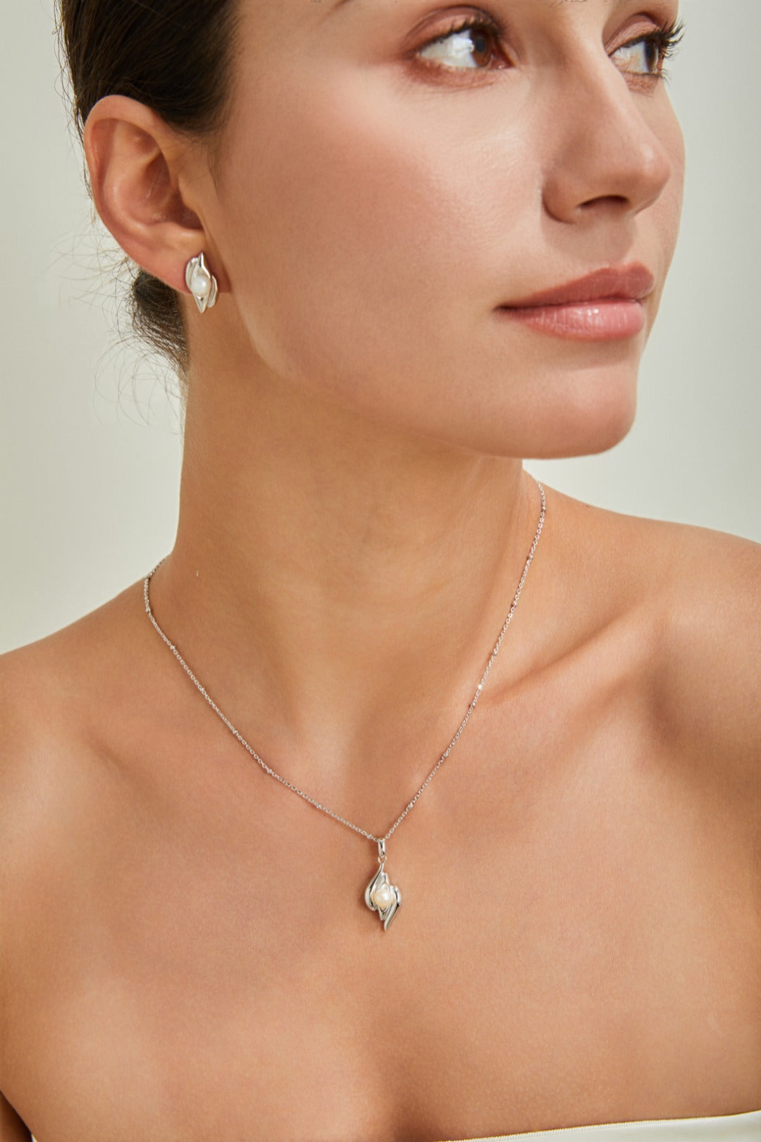 S925 Pearl Rings and Necklace/ وقلادة خاتم من الفضة S925（GZEC0196/GZD0461）