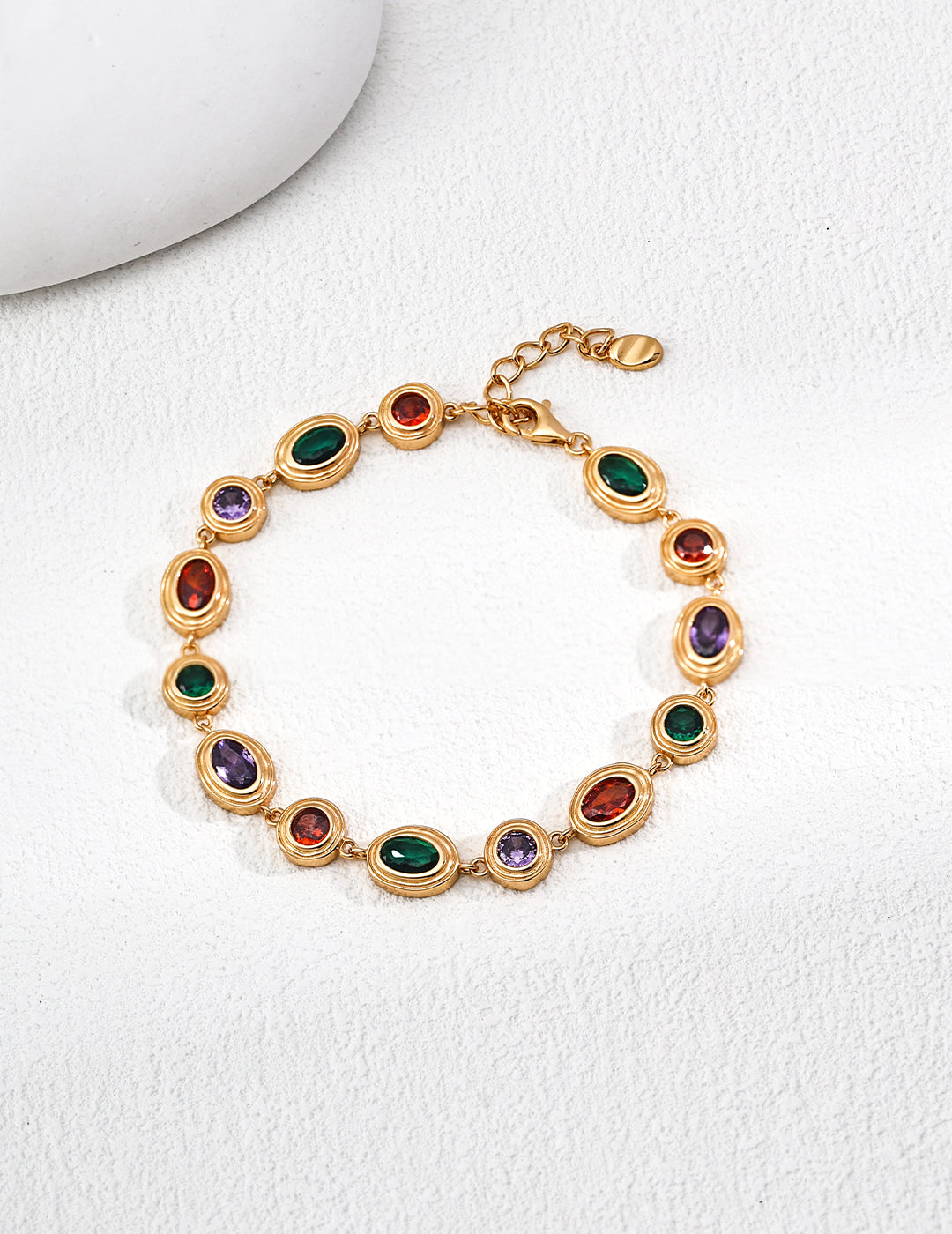 Fashionable Colorful Zircon Bracelet and Earrings/ سوار وأقراط أنيقة مزينة بزركونات ملوّنة（SL0186-2）