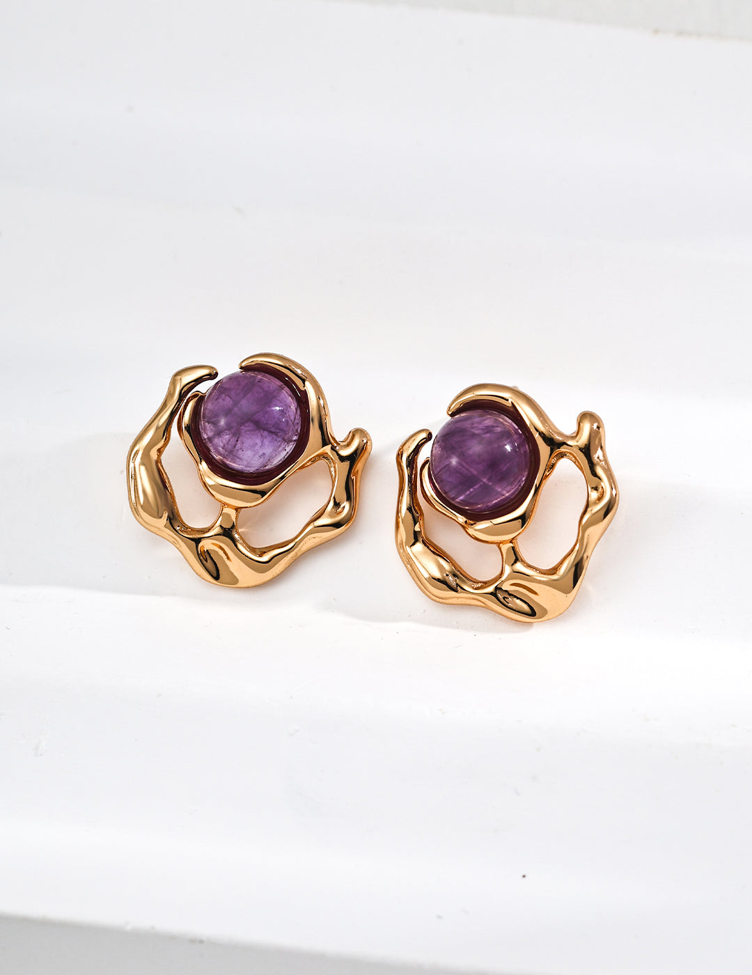 Vintage Amethyst Earrings and Bracelet/ أقراط وسوار بعقيق أرجوانيّ عتيق（E01396-2）