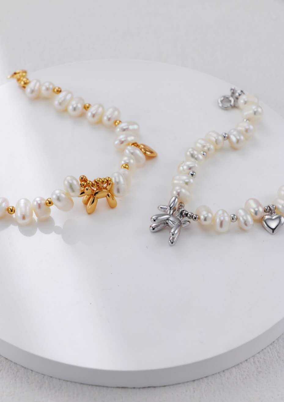Balloon Dog Pearl Bracelet/سوار لؤلؤي بشكل كلب البالون （GZSL0113）