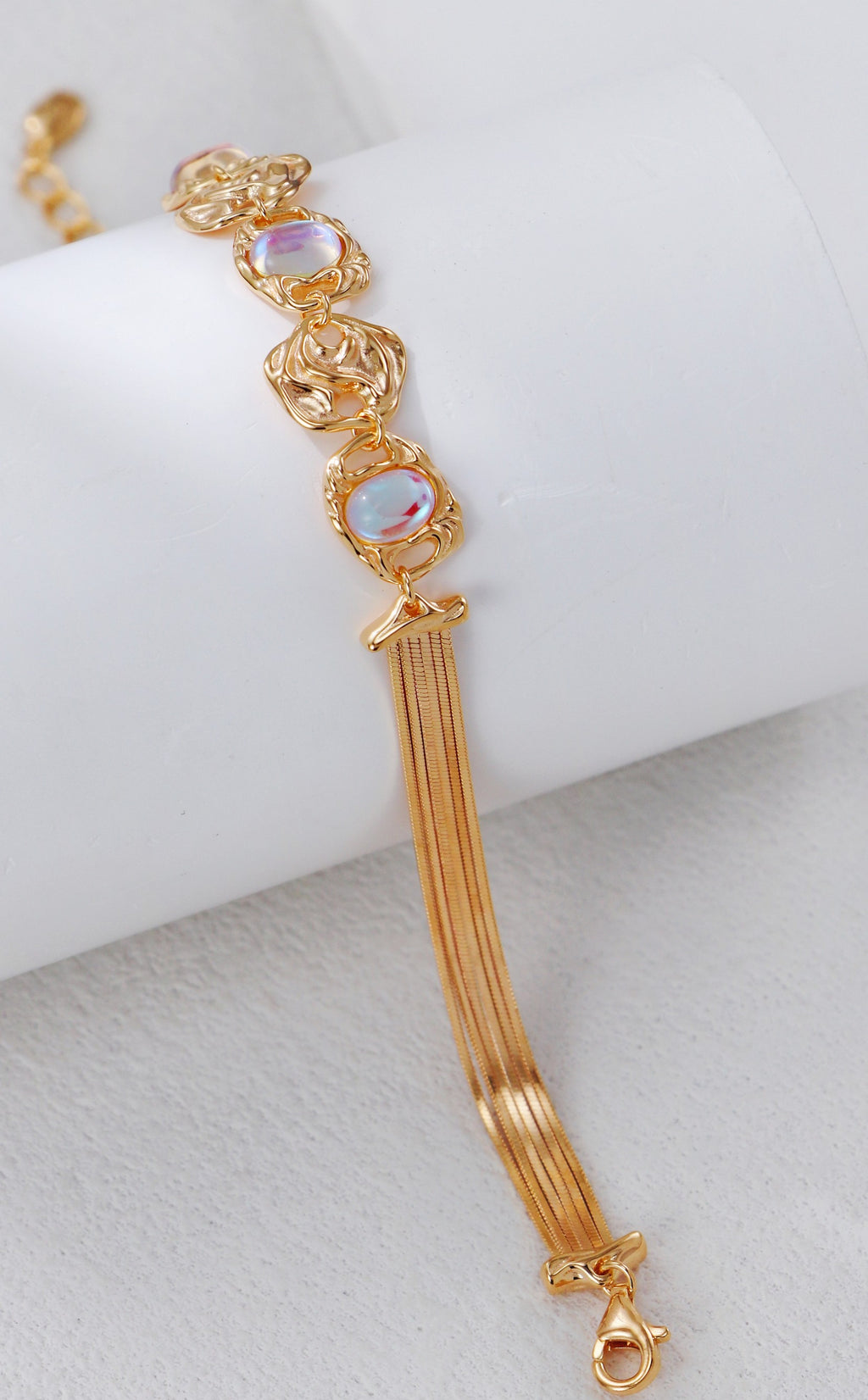 Moonstone Bracelet and Earrings/سوار وأقراط بحجر القمر（GZSL0116）