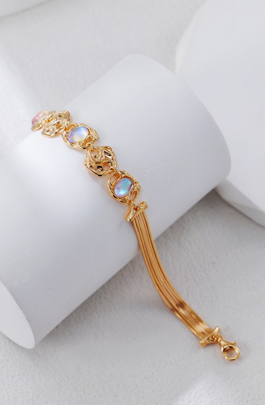 Moonstone Bracelet and Earrings/سوار وأقراط بحجر القمر（GZSL0116）