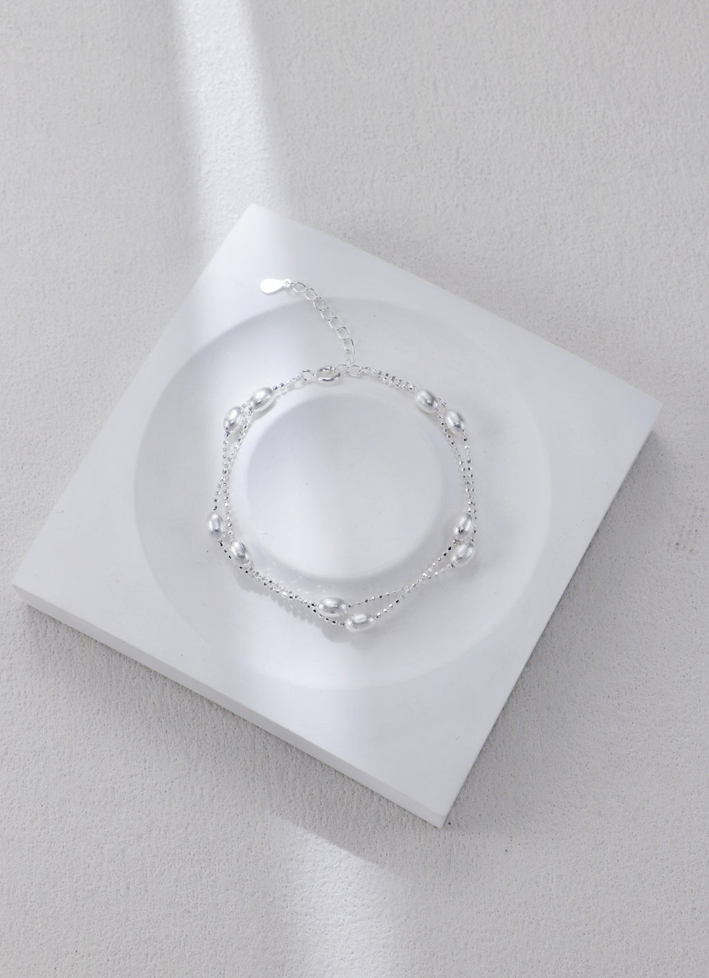 Olive Bead Silver Bracelet and Necklace/سوار وقلادة من الفضة بخرز الزيتون（GZSL0308）