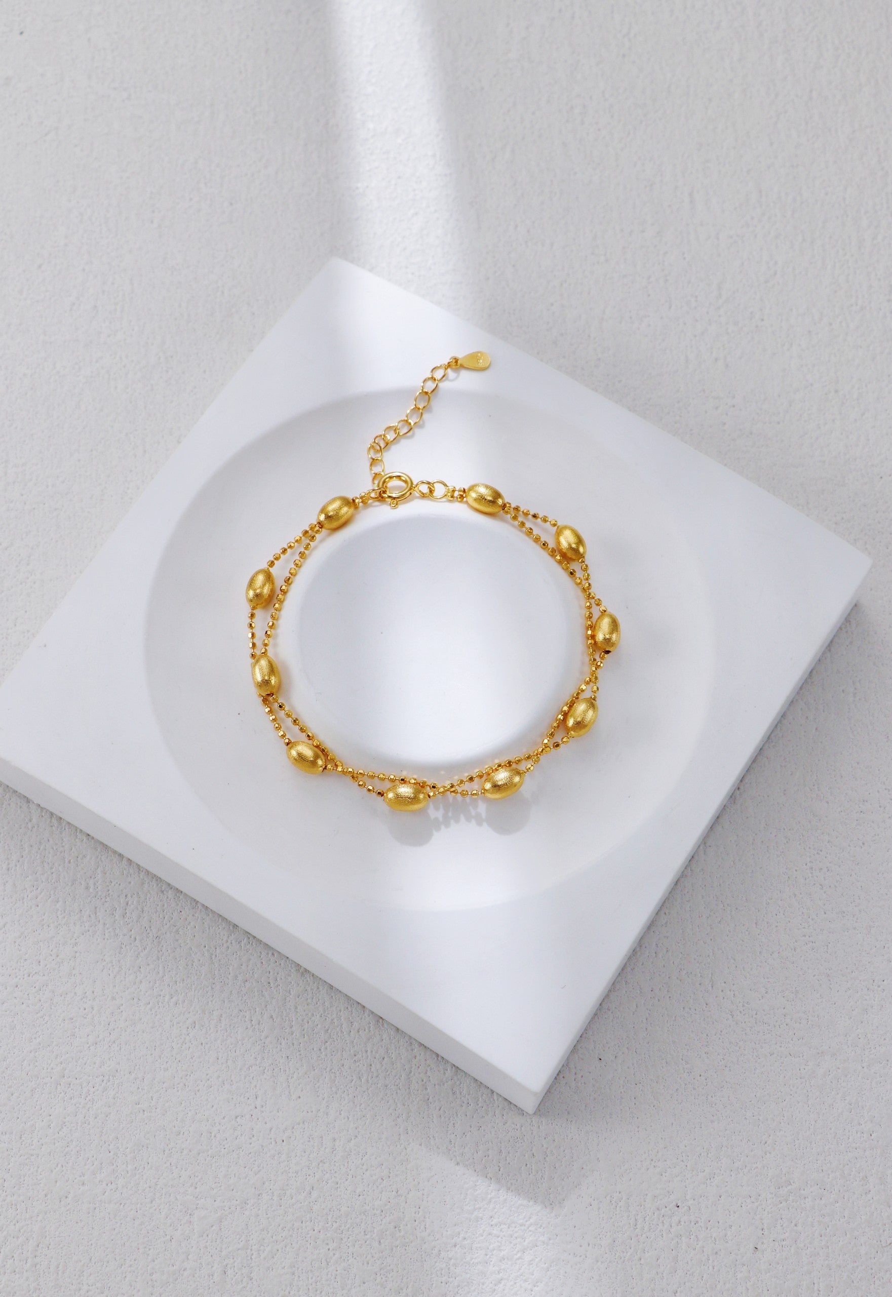 Olive Bead Silver Bracelet and Necklace/سوار وقلادة من الفضة بخرز الزيتون（GZSL0308）