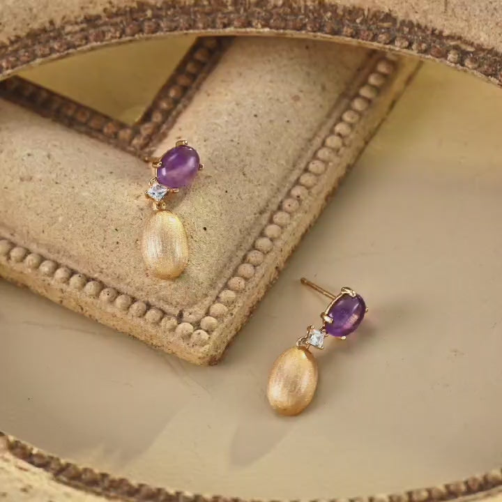 Vintage Italian Brushed Oval Design Earrings, Ring, and Bracelet / أقراط وخاتم وسوار بتصميمٍ إيطاليّ عتيق بملمسٍ بيضاويّ مصقول（E01391-2）